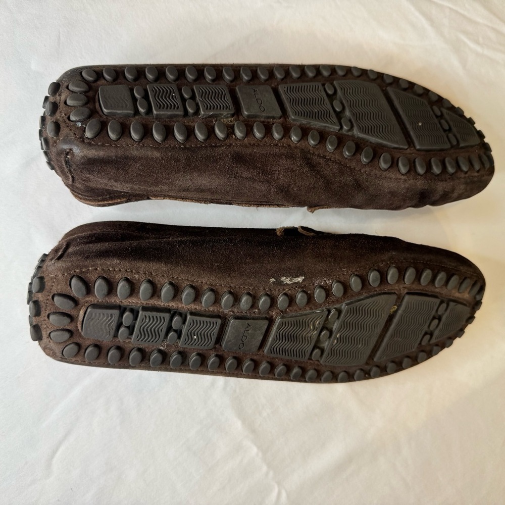 Aldo Men's Brown Suede Loafers β Slip-On, Moccasin Style, Metal Accent, Size 9 - Picture 6 of 8